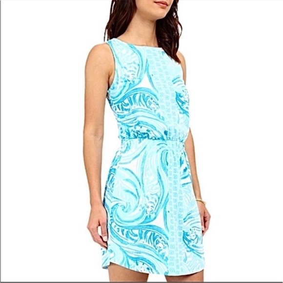 Lilly Pulitzer Windward Dress Resort White & Blue Sea Ruffles Engineer Dress - Picture 2 of 7